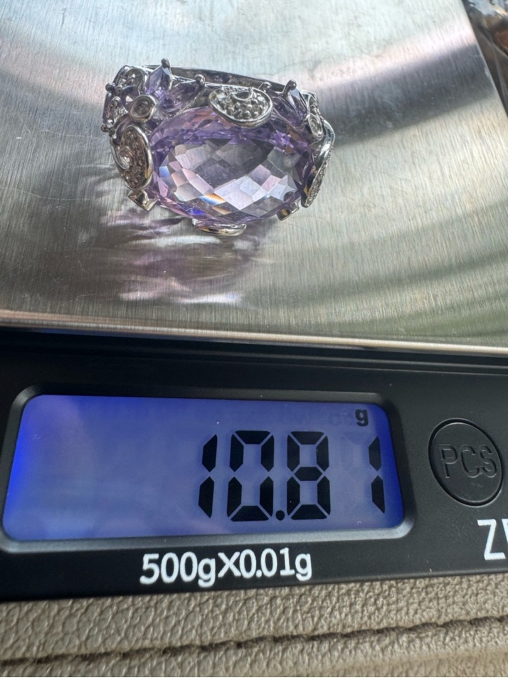 14K WG Rose de France Amethyst Ring - Picture 7 of 7